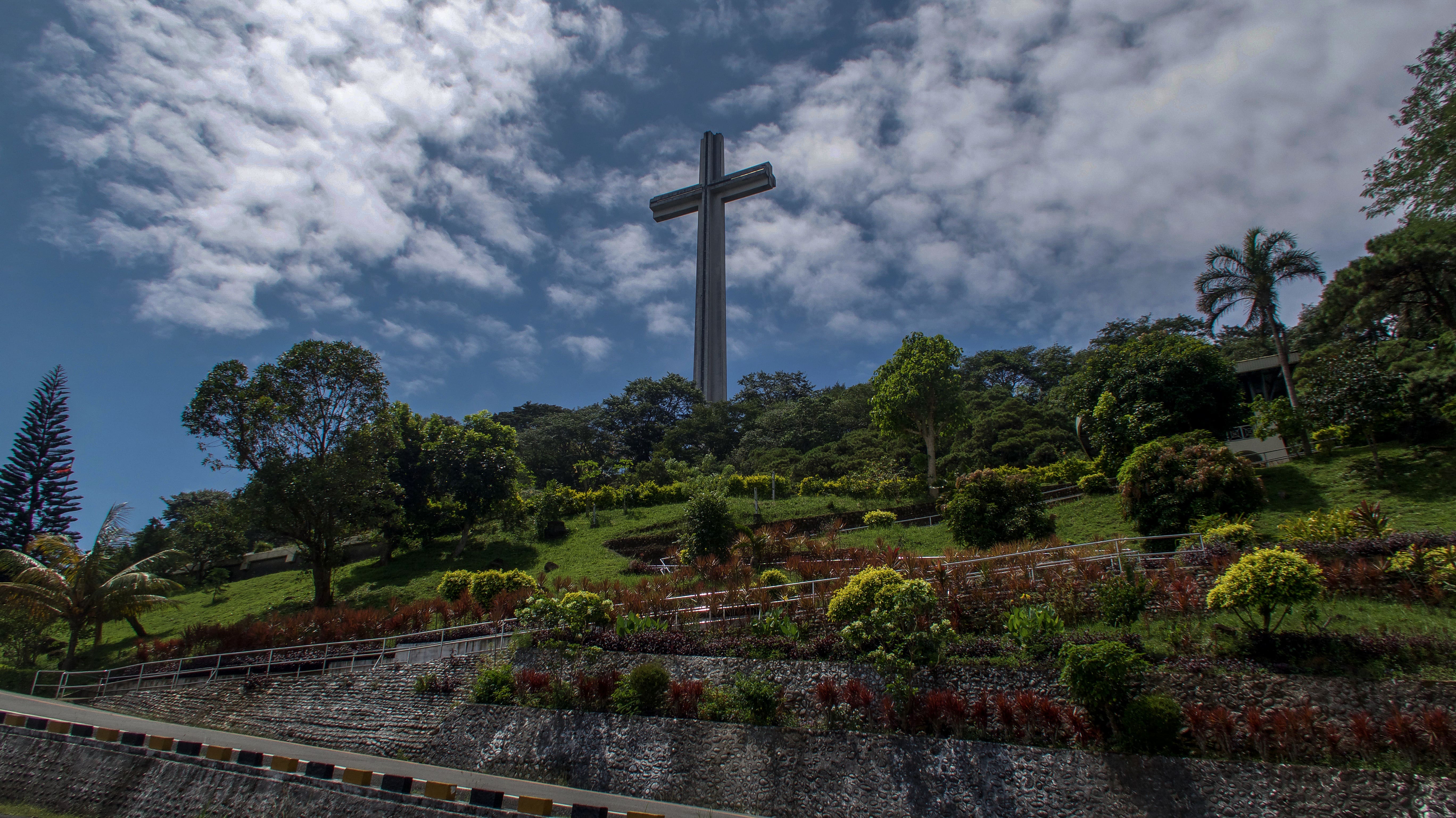 Memorial cross and well maintained gardens in bataan philippines